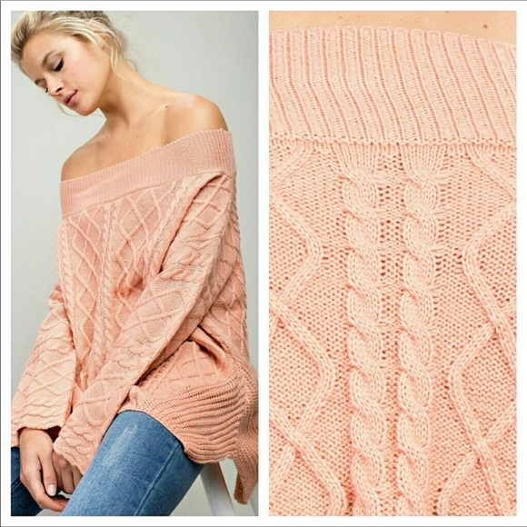 Peach Off Shoulder Sweater - Picture 3 of 5